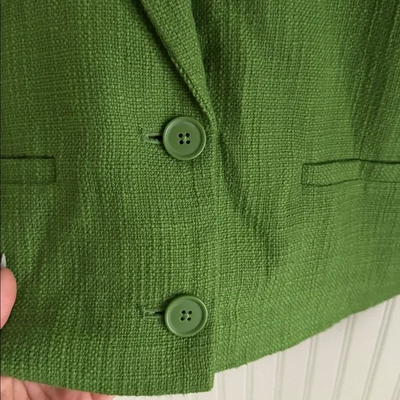 Abercrombie & Fitch Cropped Green Tweed Blazer - Picture 5 of 7